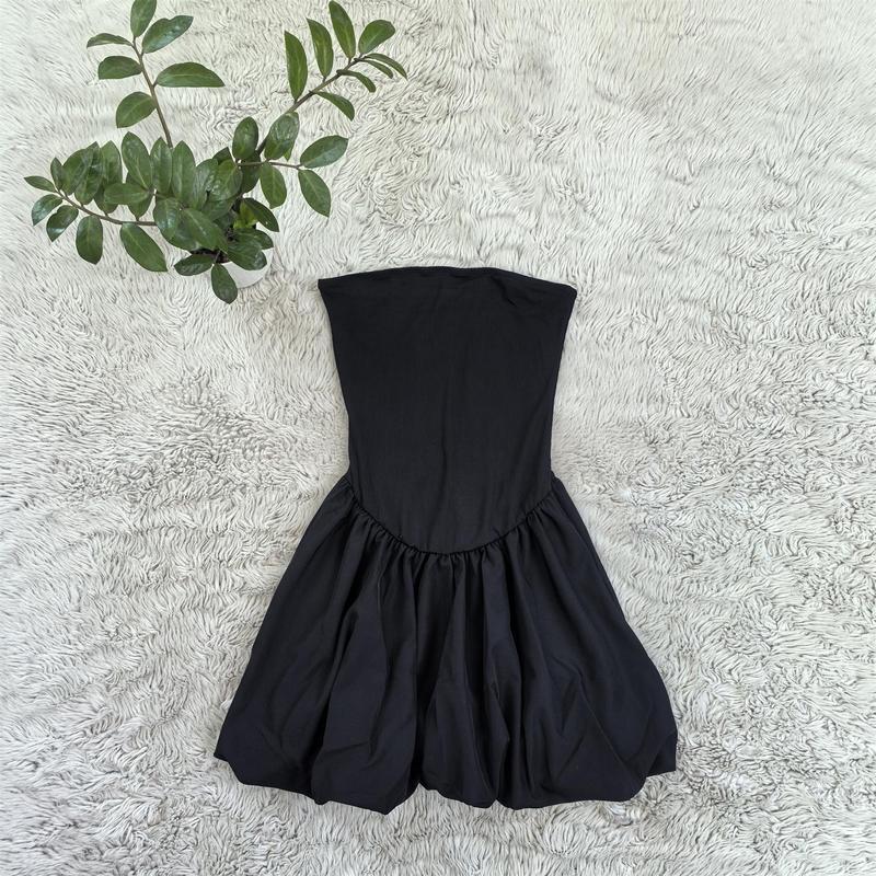 Strapless Bubble-Hem Mini Dress