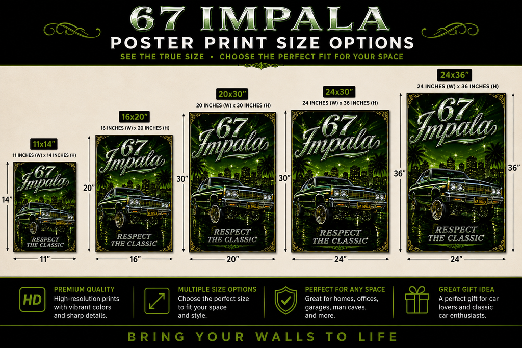 67 Impala Respect The Classic Old School Lowrider Poster Print