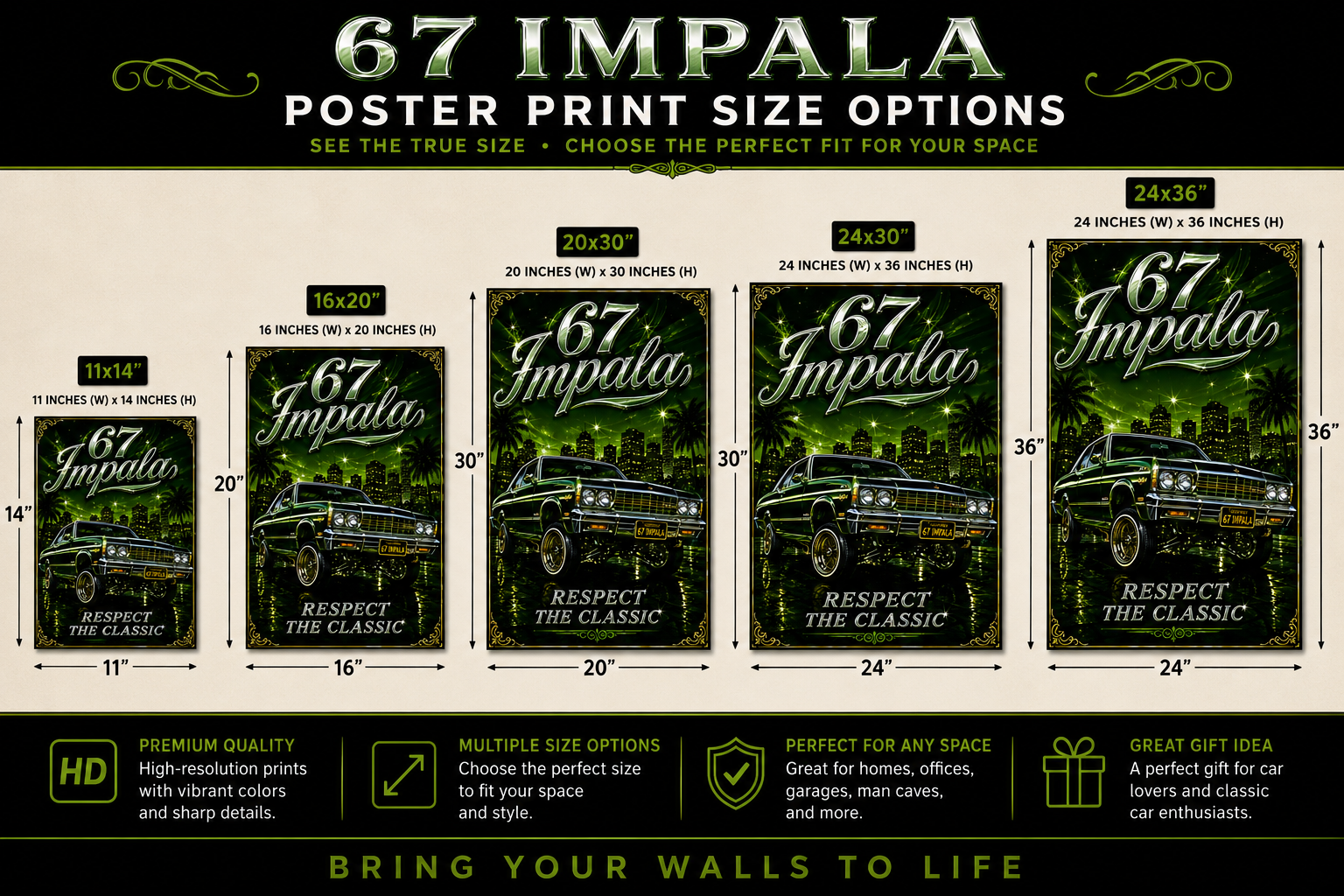 67 Impala Respect The Classic Old School Lowrider Poster Print