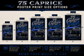 75 Caprice Comfort Meets Class Blue Old School Lowrider Poster Print