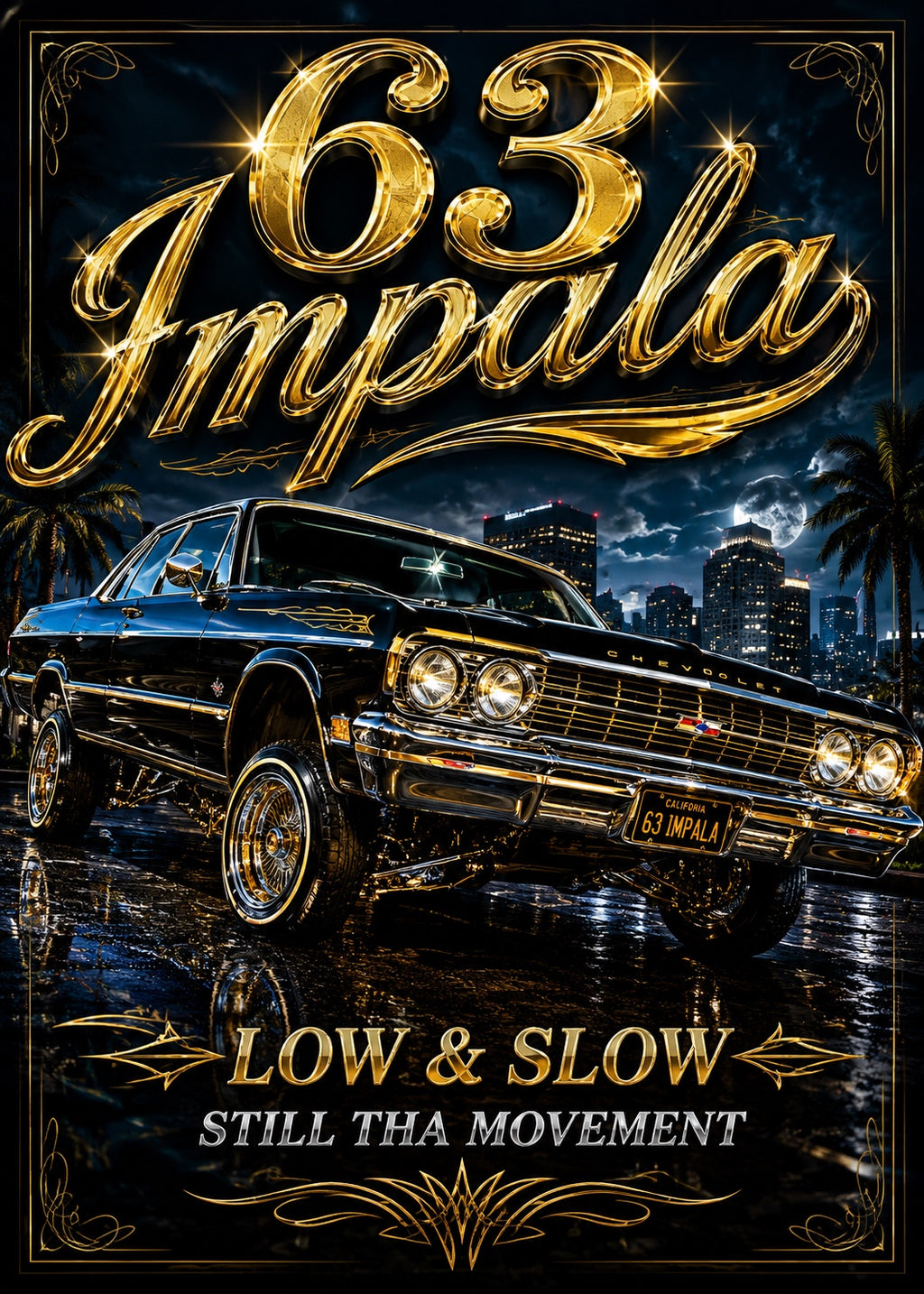63 Impala Low &amp; Slow Old School Lowrider Poster Print – Still Tha Movement