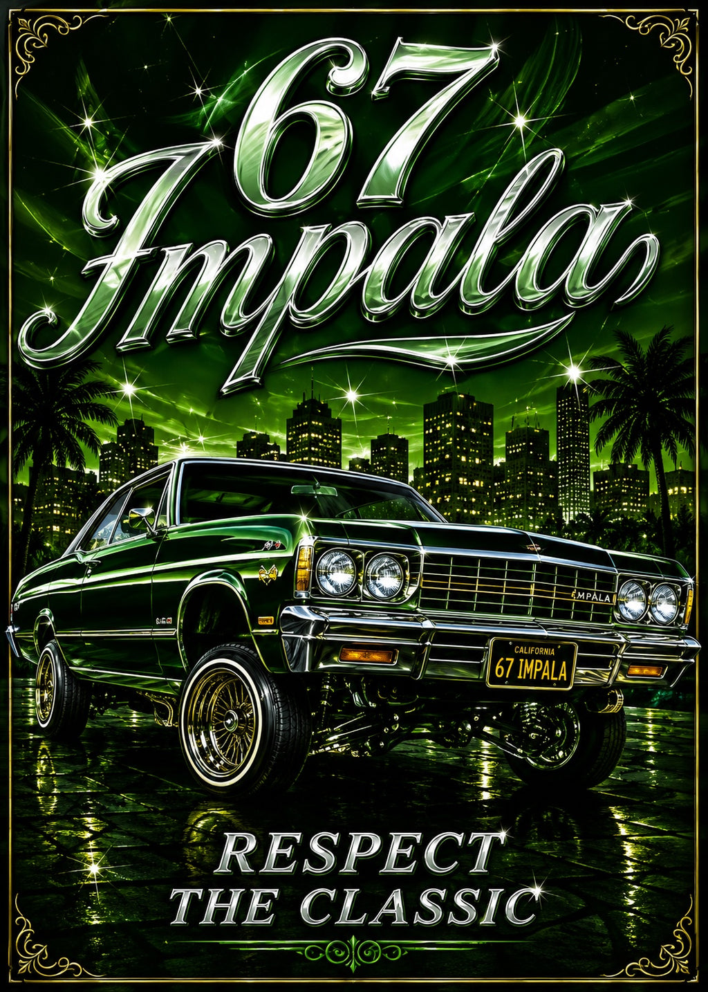 67 Impala Respect The Classic Old School Lowrider Poster Print