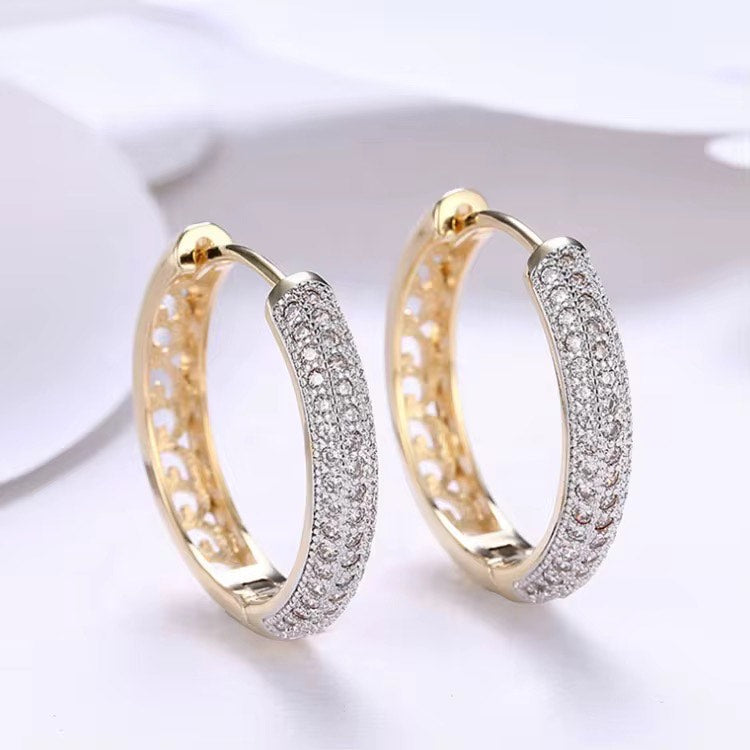 Custom Brass Gold Plated Big CZ Hoop Earrings Fashion Luxury Body Piercing Brass Hoop Earrings for Women Jewelry