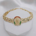 JML 14K Gold Plated Virgen de Guadalupe Charm Bracelet with Zircon – Unisex Religious Jewelry