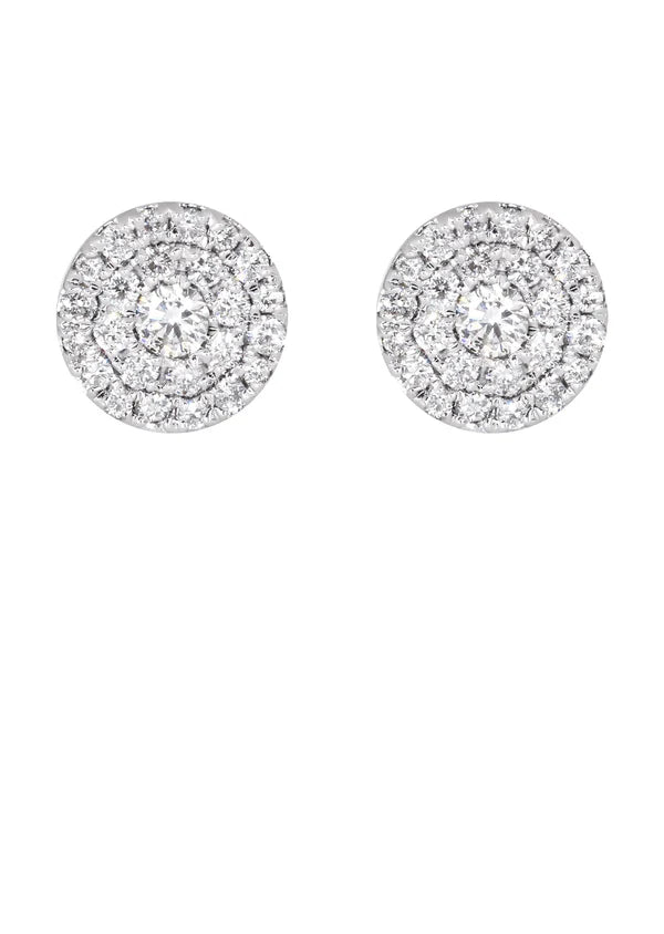Men's Stud Diamond Earrings | 0.6 Carats 14K White Gold