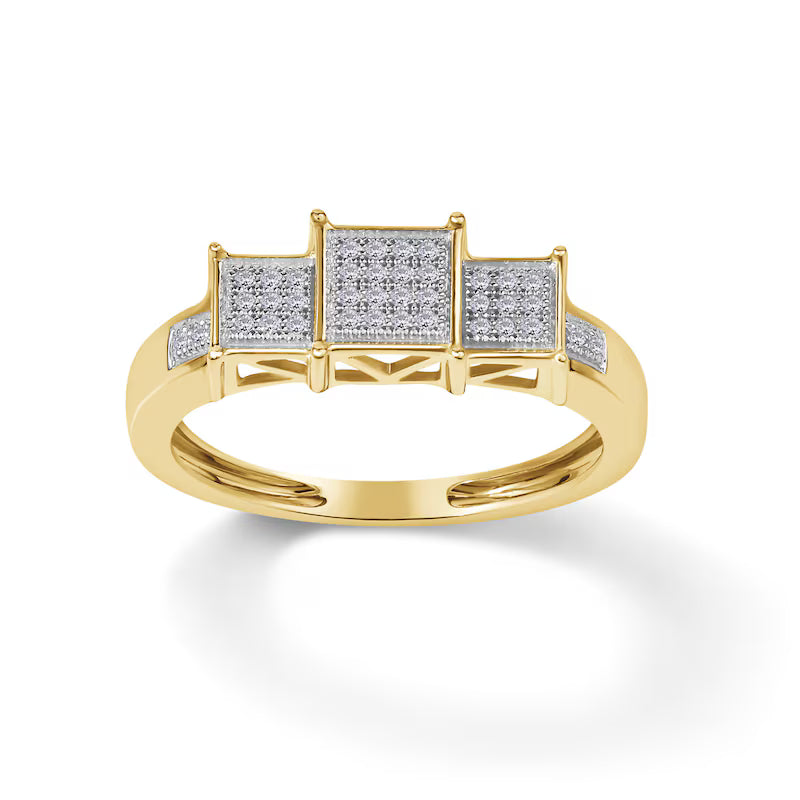 10K Gold 1/15 CT. T.W. Composite Princess Diamond Three Stone Ring