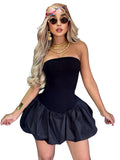 Strapless Bubble-Hem Mini Dress