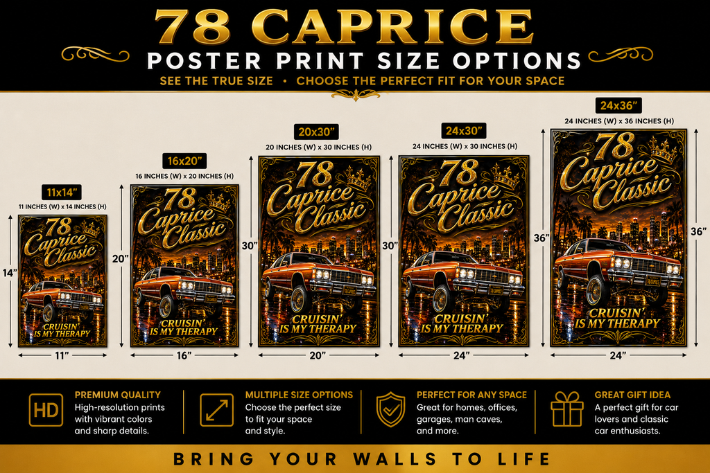 78 Caprice Classic Cruisin’ Is My Therapy Old School Lowrider Poster Print