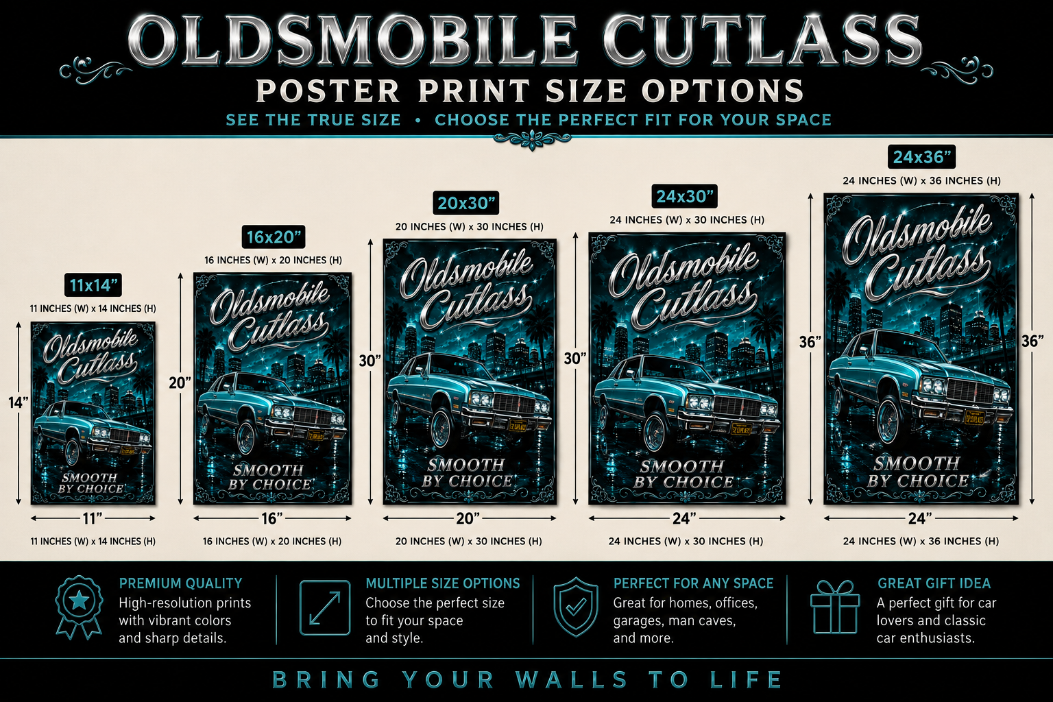 72 Oldsmobile Cutlass Smooth By Choice Classic Lowrider Poster Print