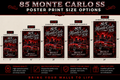 85 Monte Carlo SS Built Not Bought Red Old School Lowrider Poster Print