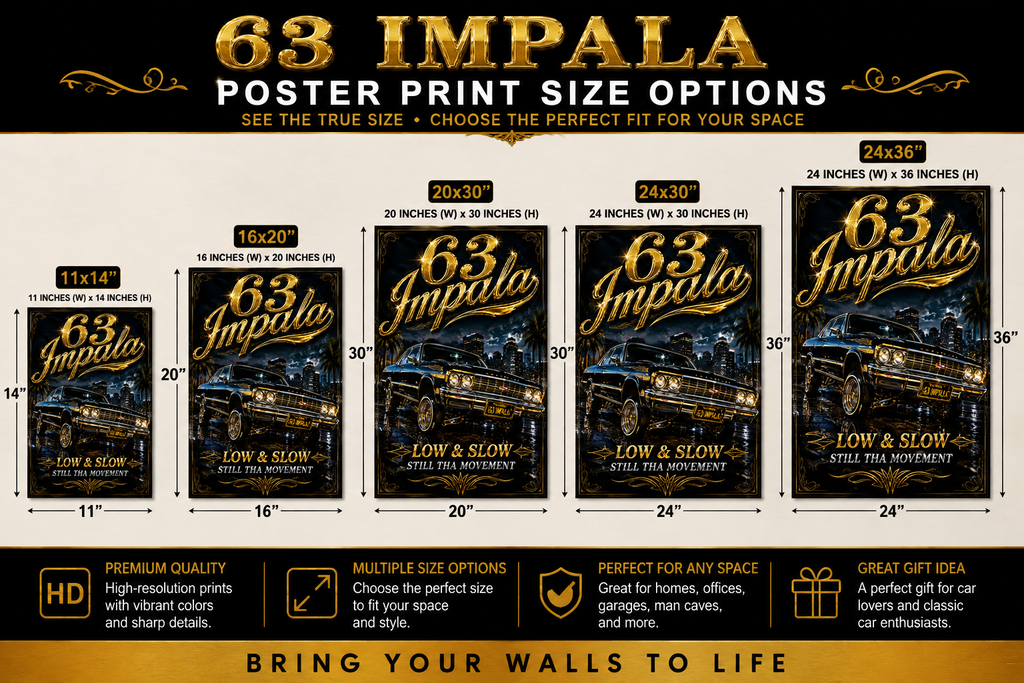 63 Impala Low &amp; Slow Old School Lowrider Poster Print – Still Tha Movement