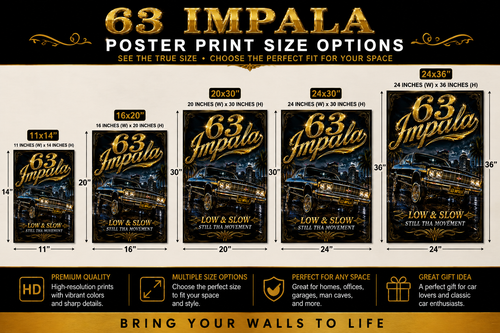63 Impala Low &amp; Slow Old School Lowrider Poster Print – Still Tha Movement