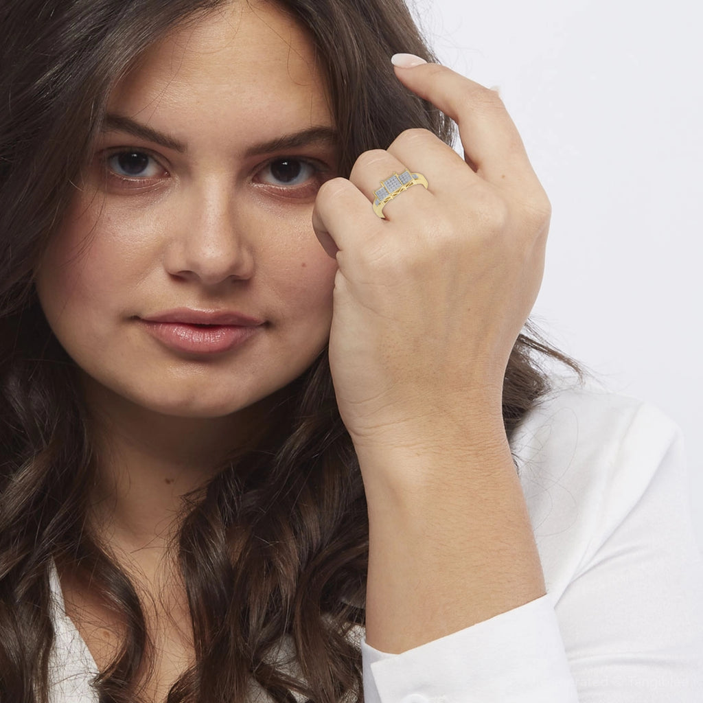 10K Gold 1/15 CT. T.W. Composite Princess Diamond Three Stone Ring