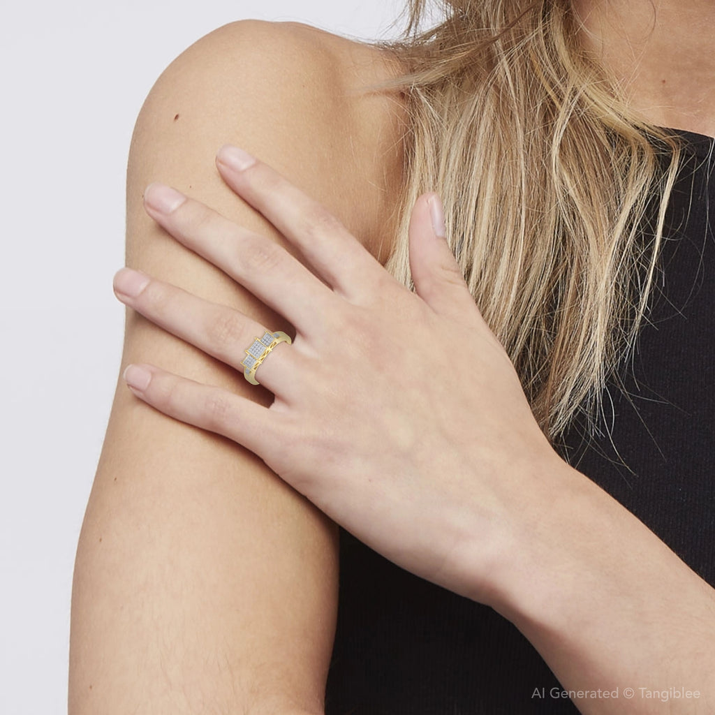 10K Gold 1/15 CT. T.W. Composite Princess Diamond Three Stone Ring