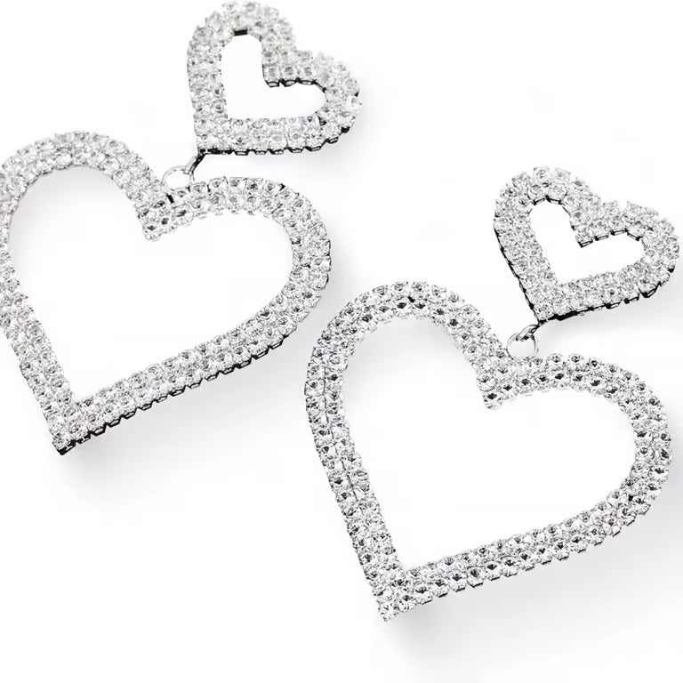 Luxe Crystal Heart Drop Earrings