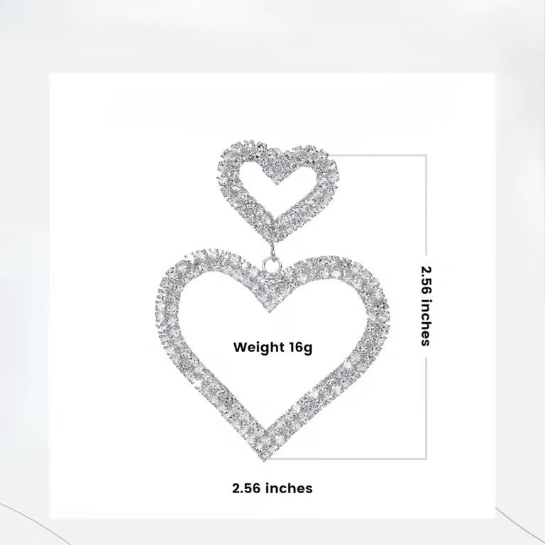 Luxe Crystal Heart Drop Earrings