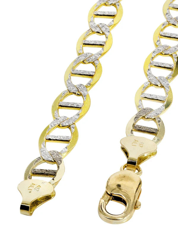 Diamond-Cut Mariner Chain – Solid 10K / 14K Yellow Gold