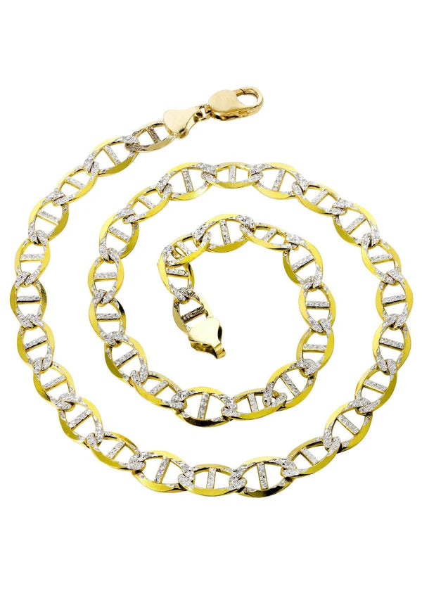 Diamond-Cut Mariner Chain – Solid 10K / 14K Yellow Gold
