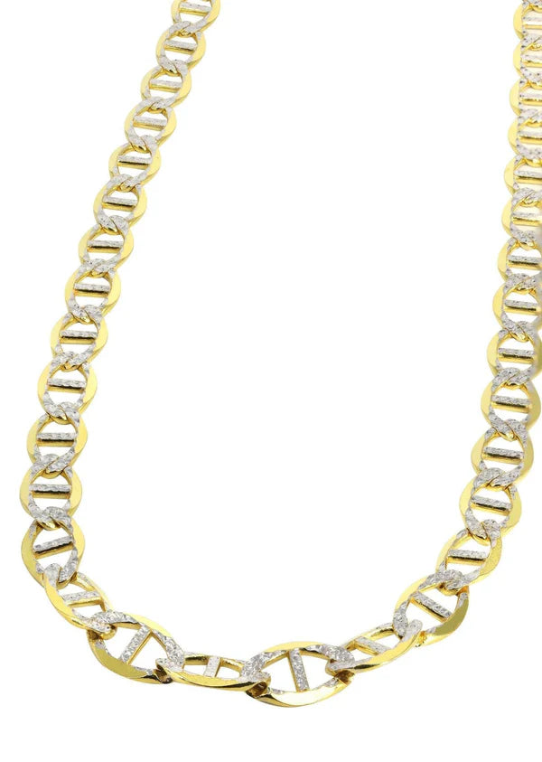Diamond-Cut Mariner Chain – Solid 10K / 14K Yellow Gold